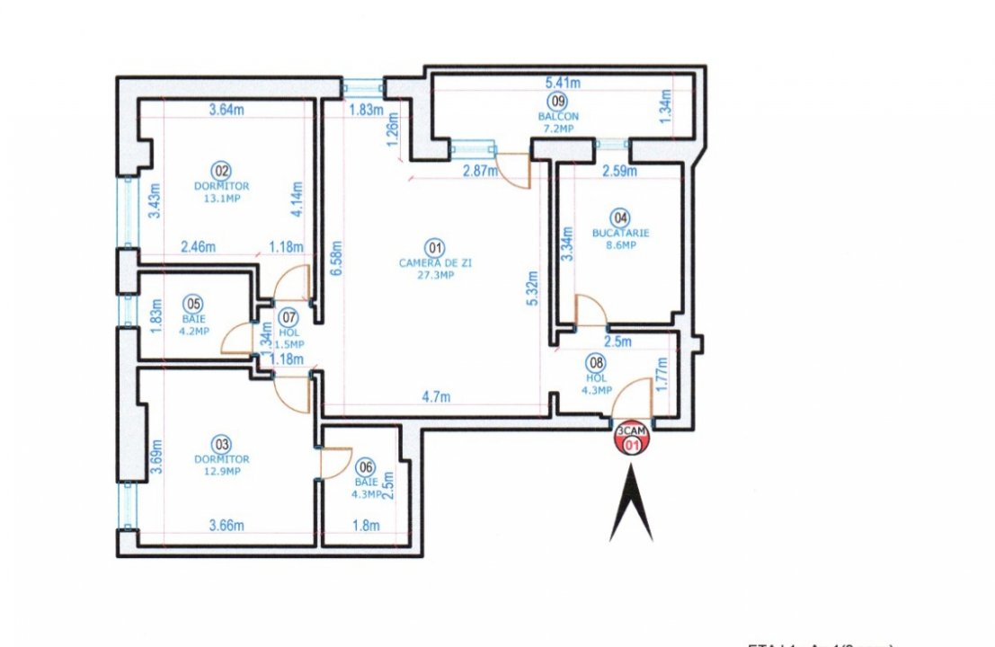 Apartament 3 camere NearCenter Residence Agricultori 