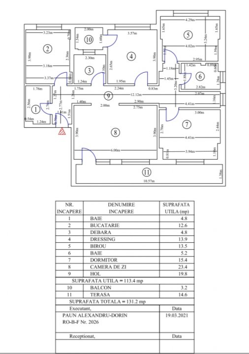 Apartament spatios 4 camere + terasa bloc nou