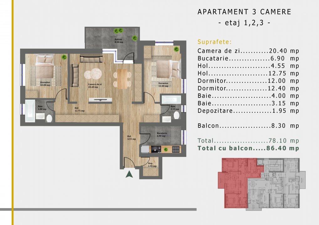 Apartament  3 camere,decomanat NearCenter Crangasi