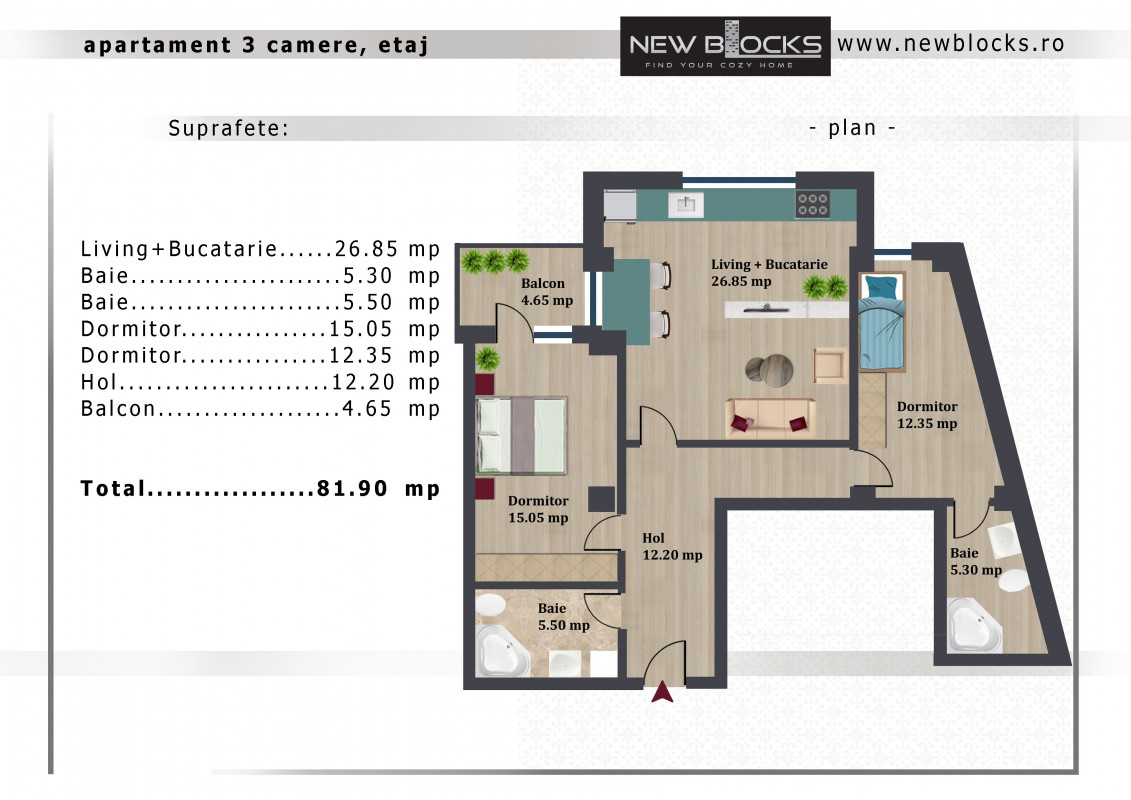 Apartament 3 cam decomandat Iuliu Maniu - Pacii finalizare noiembrie 2018