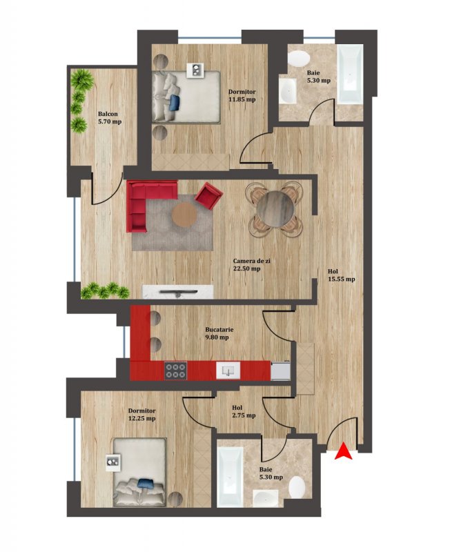 Apartament 3 camere -AFI Cotroceni - NearCenter Residence Plaza 2