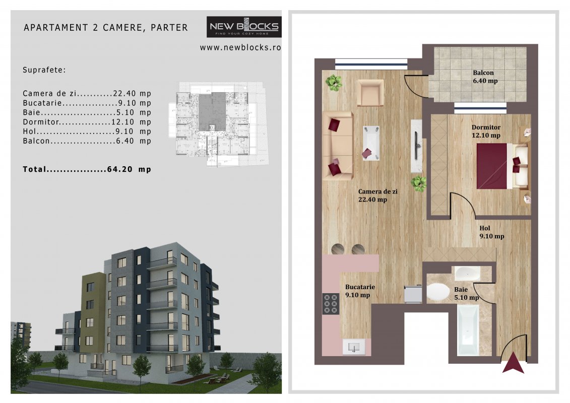 Apartament 2 camere - AFI Cotroceni - NearCenter Residence Plaza 2