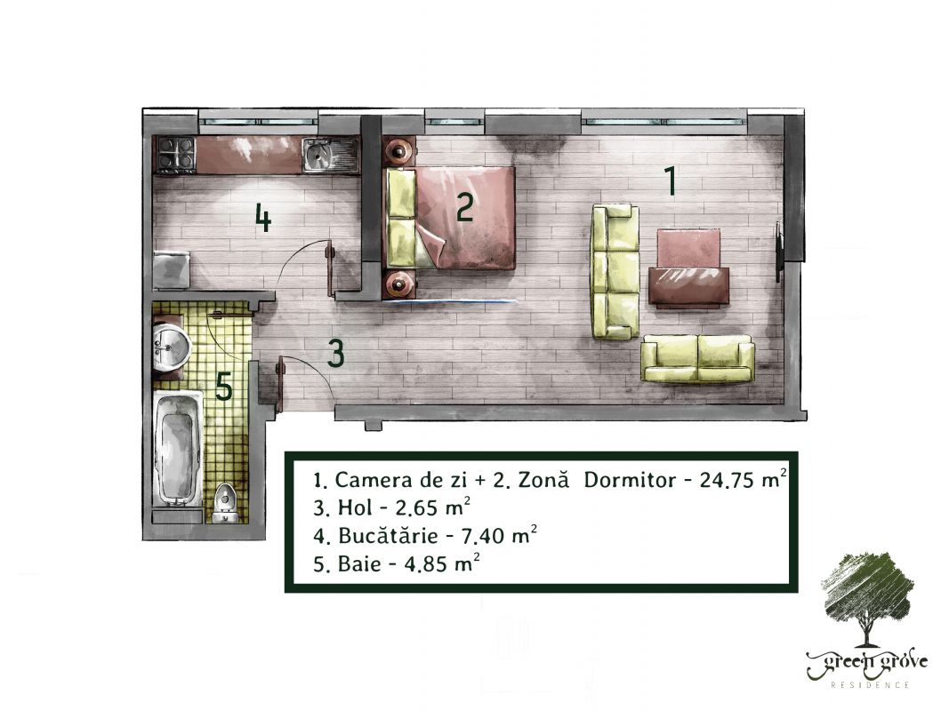 Garsoniera str Copacului - Green Grove Residence