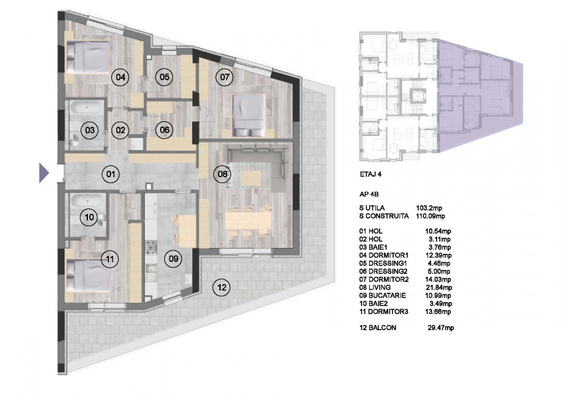 Apartament 4 cam+terasa , decomandat NearCenter Residence Agricultori