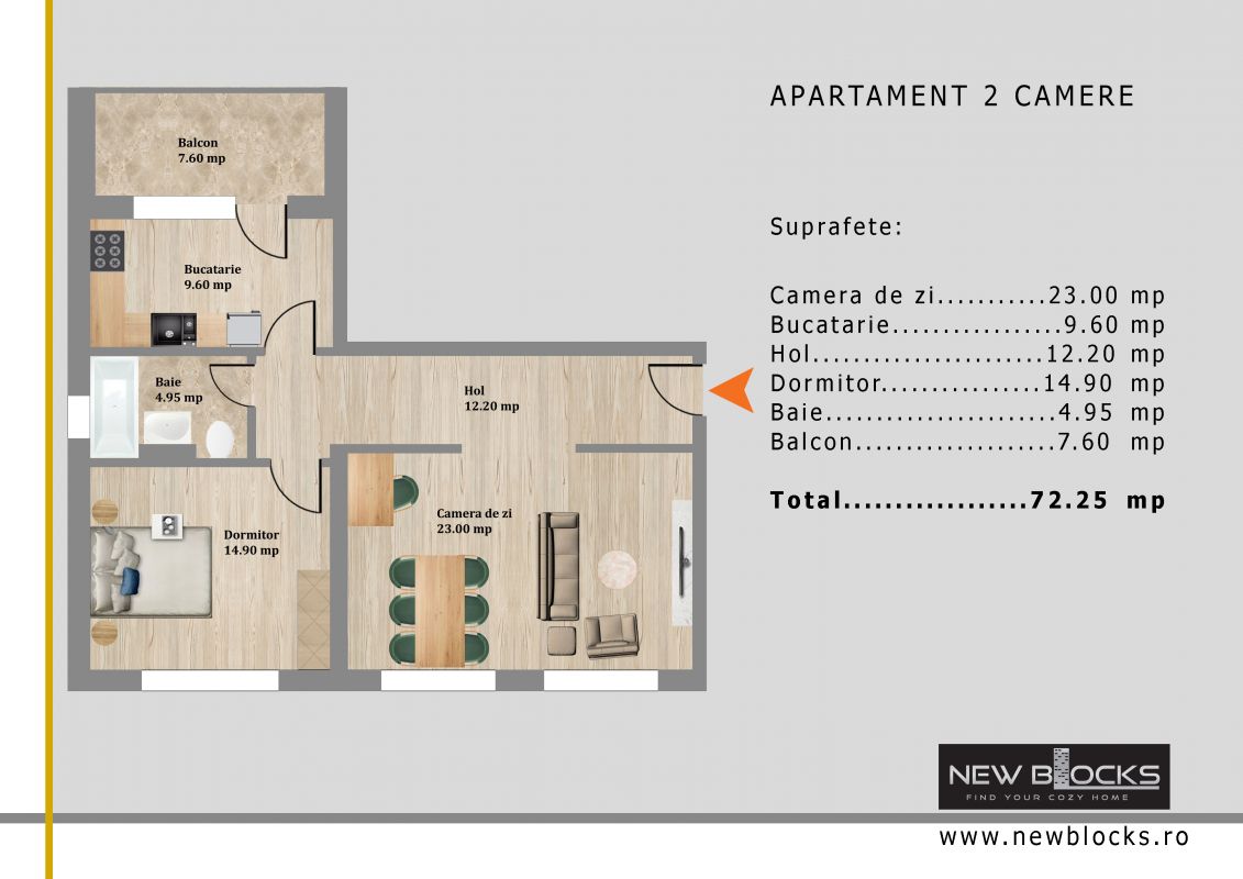 Apartament 2 camere str Copacului - Green Grove Residence